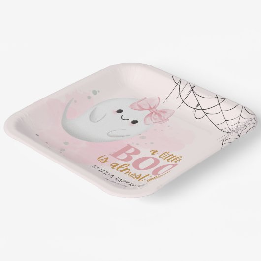 かわいい小さなブー水カラー秋女の子の赤ちゃんシャワー ペーパープレート (傾斜あり)