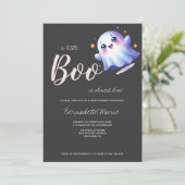 かわいい小さなブー美しいハロウィーンの赤ちゃんシャワー 招待状 (スタンド正面)