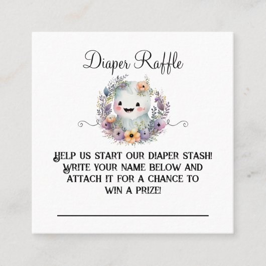かわいい小さなブー赤ちゃんシャワーおむつラッフルインサート コーリングカード (正面)