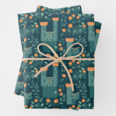 かわいい小さなプリンセスウィザードキャッスルタワーパターン ラッピングペーパーシート (インサイチュ)