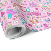 かわいい小さなプリンセスピンクのシームレスなパターン ラッピングペーパー (ロールコーナー)