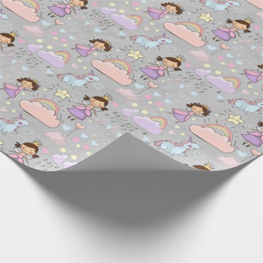 かわいい小さなプリンセスピンクのシームレスなパターン ラッピングペーパー (角)