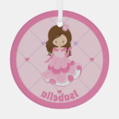 かわいい小さなプリンセスピンクカスタムの子供のクリスマス ガラスオーナメント (裏面)