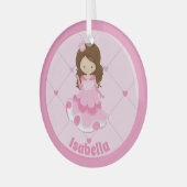 かわいい小さなプリンセスピンクカスタムの子供のクリスマス ガラスオーナメント (正面左)