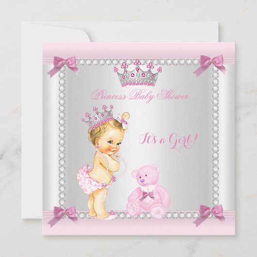 かわいい小さなプリンセスベビーシャワーガールブロンド 招待状 (正面)