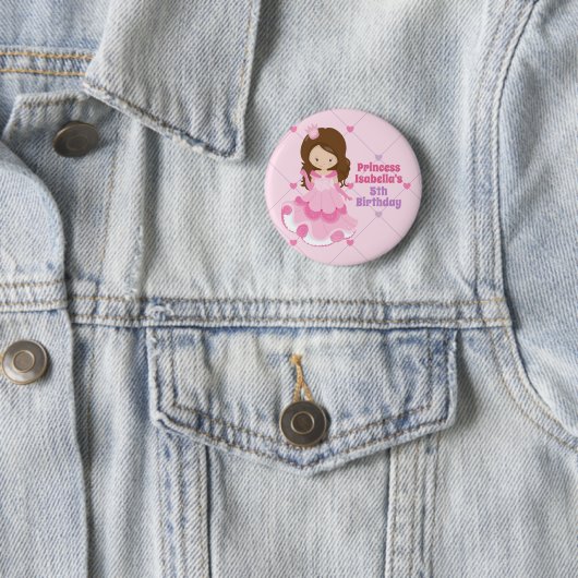 かわいい小さなプリンセス誕生日パーティーピンクパープル 缶バッジ (インサイチュ)