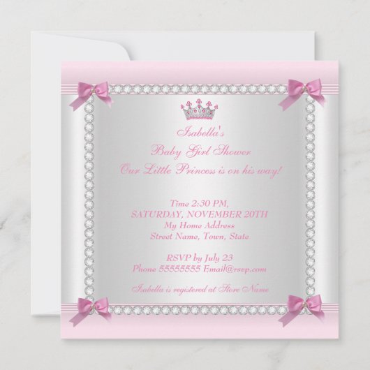 かわいい小さなプリンセス赤ちゃんシャワーガールエスニック 招待状 (裏面)