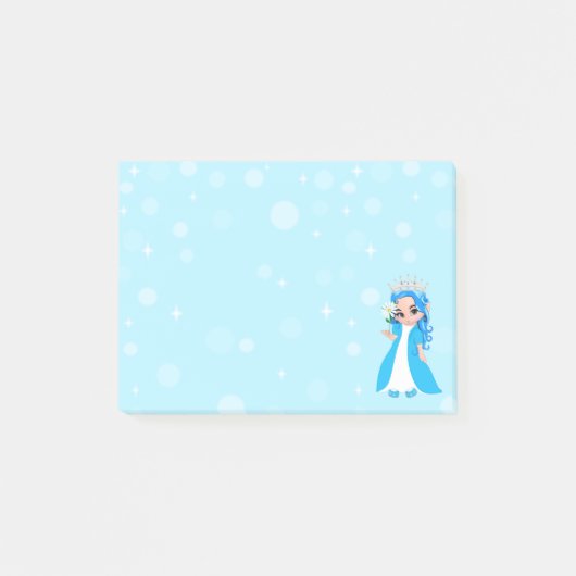 かわいい小さなプリンセス（淡い青） ポストイット (正面)