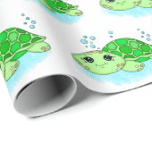 かわいい小さなベビーウミガメの誕生日またはベビーシャワー ラッピングペーパー (ロールコーナー)