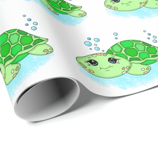 かわいい小さなベビーウミガメの誕生日またはベビーシャワー ラッピングペーパー (ロールコーナー)