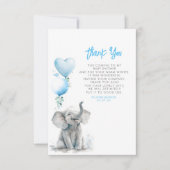 かわいい小さなベビーゾウありがとう サンキューカード (正面)