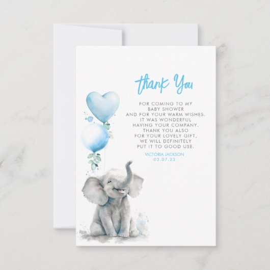 かわいい小さなベビーゾウありがとう サンキューカード (正面)