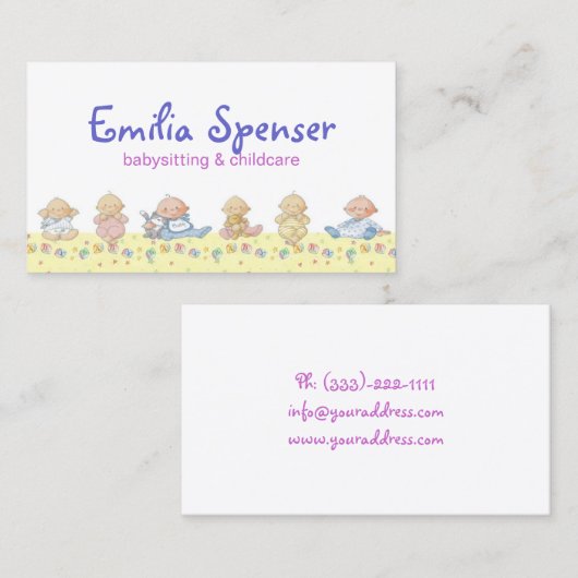 かわいい小さなベビーベビーシッター&チャイルド気にカード 名刺 (正面/裏面)