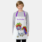 かわいい小さなベビーユニコーンレインボーカラーズキッズ エプロン (着用した状態)