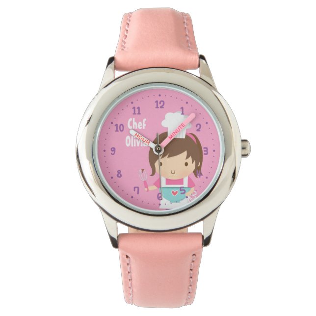 かわいい小さなベーカリーの女の子 オーダーメイド 腕時計 (正面)
