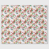 かわいい小さなペンギンと鹿のクリスマス ラッピングペーパー (フラット)