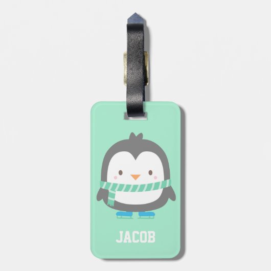 かわいい小さなペンギン冬の子供の荷物タグ ラゲッジタグ (裏面縦)