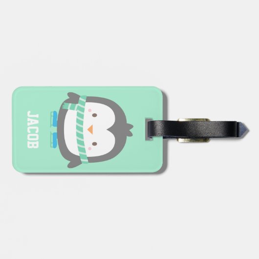 かわいい小さなペンギン冬の子供の荷物タグ ラゲッジタグ (裏面横)