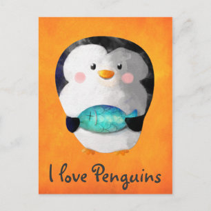かわいい小さなペンギン ポストカード
