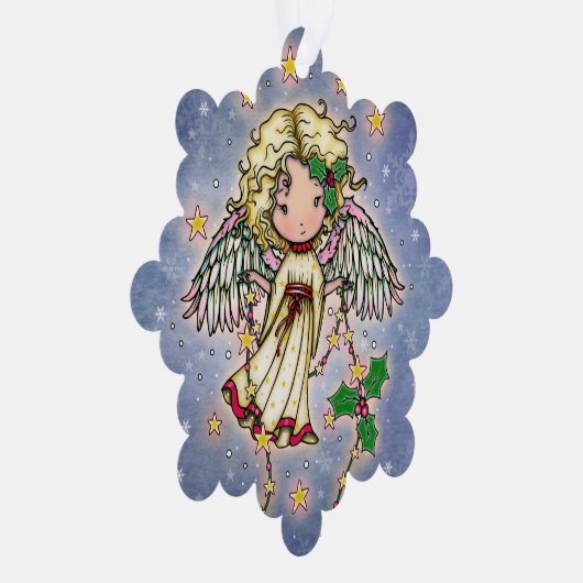 かわいい小さなホリーエンジェル オーナメントカード (右)