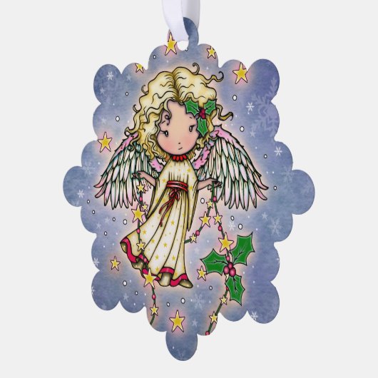 かわいい小さなホリーエンジェル オーナメントカード (左)