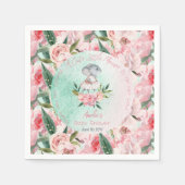 かわいい小さなマウスが彼女の方法で女の子の赤ちゃんシャワー スタンダードカクテルナプキン (正面)