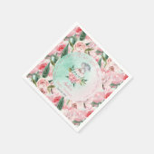 かわいい小さなマウスが彼女の方法で女の子の赤ちゃんシャワー スタンダードカクテルナプキン (角)