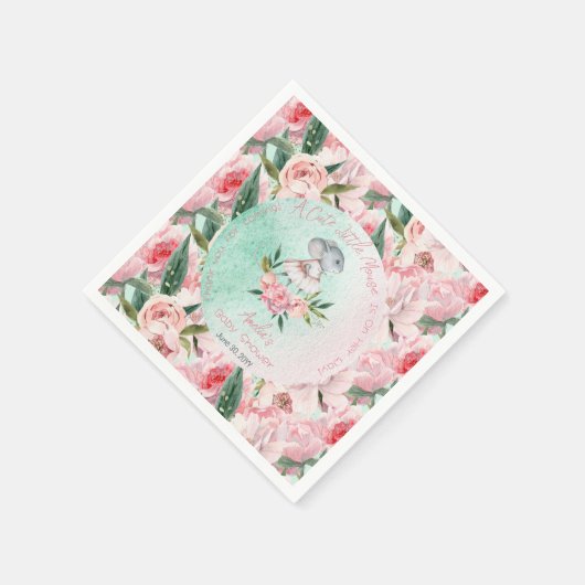 かわいい小さなマウスが彼女の方法で女の子の赤ちゃんシャワー スタンダードカクテルナプキン (角)