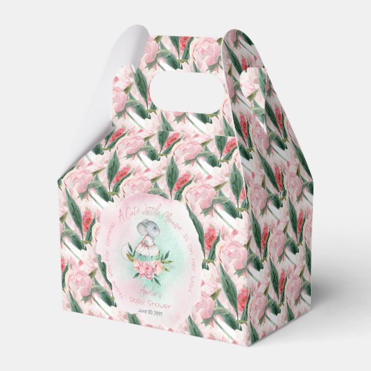 かわいい小さなマウスが彼女の方法で女の子の赤ちゃんシャワー フェイバーボックス (正面サイド)