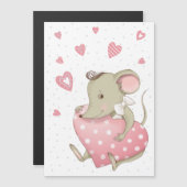 かわいい小さなマウスとピンクのハート (正面/裏面)