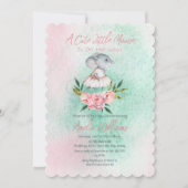 かわいい小さなマウスは彼女の方法の女の子のベビー散水 招待状 (正面)