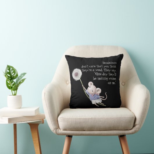かわいい小さなマウスタンポポ感動的引用文 クッション (椅子)