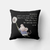 かわいい小さなマウスタンポポ感動的引用文 クッション (裏面)