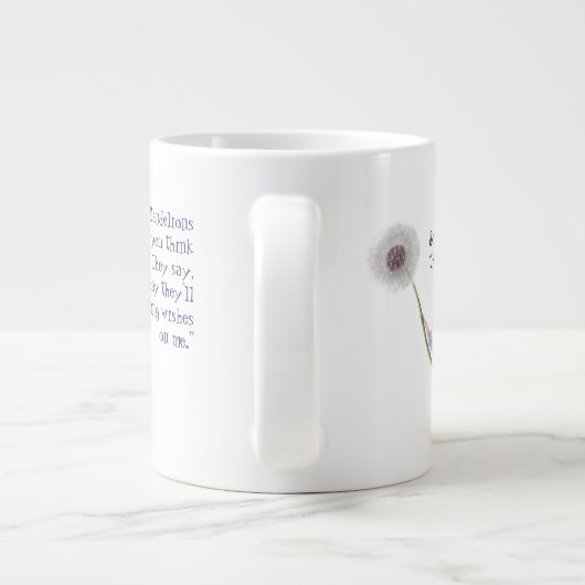 かわいい小さなマウスタンポポ感動的引用文 ジャンボコーヒーマグカップ (裏面)