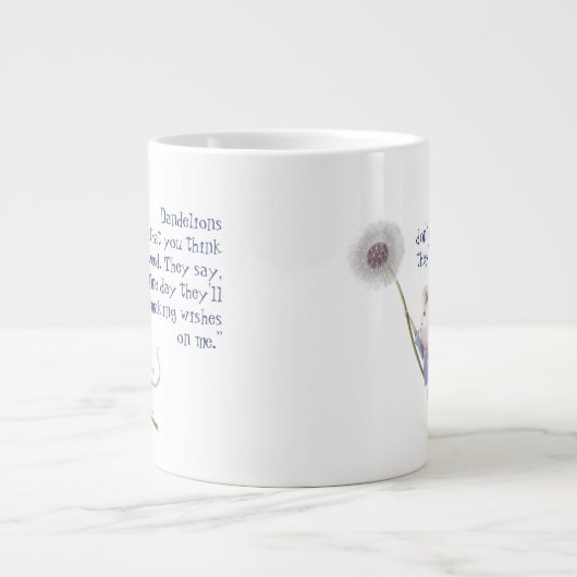 かわいい小さなマウスタンポポ感動的引用文 ジャンボコーヒーマグカップ (正面)