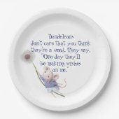 かわいい小さなマウスタンポポ感動的引用文 ペーパープレート (正面)