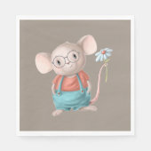 かわいい小さなマウス動物の漫画紙プレート スタンダードランチョンナプキン (正面)