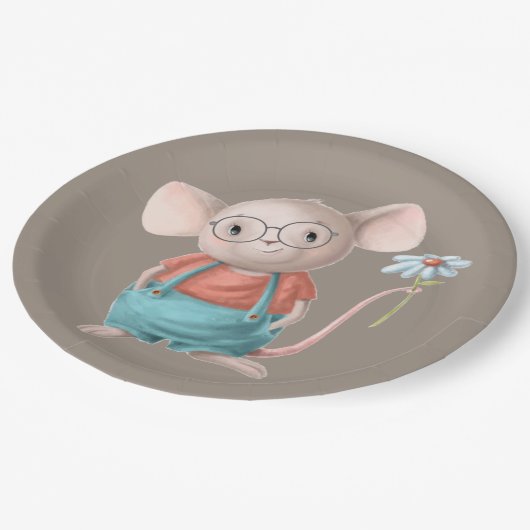 かわいい小さなマウス動物の漫画 ペーパープレート (アングル)