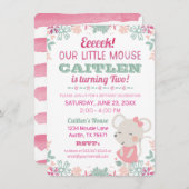 かわいい小さなマウス水カラー誕生日招待状 招待状 (正面/裏面)