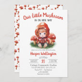 かわいい小さなマッシュルームコテージコアベビーシャワー 招待状 (正面/裏面)