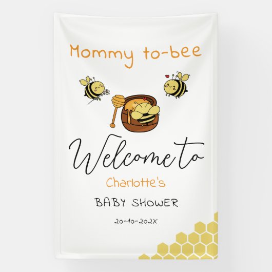 かわいい小さなミツバチと甘い蜂蜜の赤ちゃんシャワー 横断幕 (縦)