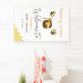 かわいい小さなミツバチと甘い蜂蜜の赤ちゃんシャワー 横断幕 (インサイチュ)