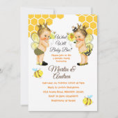 かわいい小さなミツバチ性別がミツバチのパーティーを明かす 招待状 (正面)