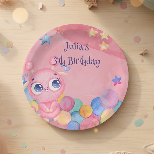 かわいい小さなモンスターの子供の誕生日 ペーパープレート