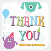 かわいい小さなモンスターの誕生日パーティーありがとう スクエアシール (正面)