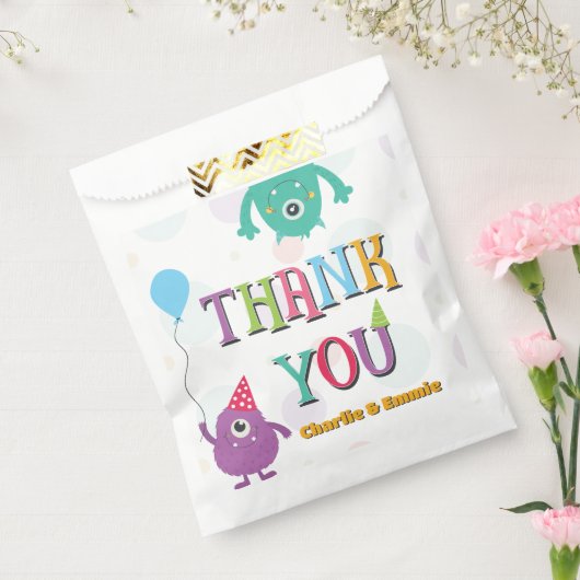 かわいい小さなモンスターの誕生日パーティーありがとう フェイバーバッグ (封をした状態)