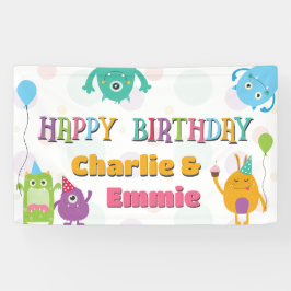 かわいい小さなモンスターの誕生日パーティー、いくつになっても 横断幕