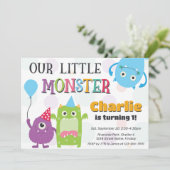 かわいい小さなモンスターの誕生日パーティー、任意の年齢 招待状 (スタンド正面)