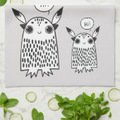 かわいい小さなモンスターアニメ キッチンタオル (折り畳み)