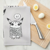 かわいい小さなモンスターアニメ キッチンタオル (四つ折り)